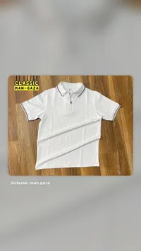 تيشيرت بولو رجالي بسحاب - كلاسيك مان غزة