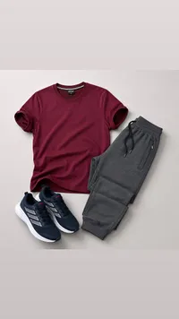طقم رياضي رجالي - قميص وبنطلون رياضي وحذاء (Sportswear)
