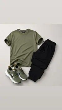طقم ملابس رجالية - تيشيرت وبنطلون رياضي وحذاء (Nike)