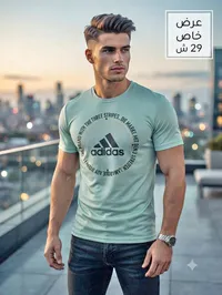 تيشيرت رجالي بياقة دائرية - أديداس (Adidas) - سوق غزة