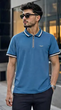 تي شيرت بولو رجالي بسحاب - (Lacoste)