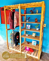 خزانة ملابس ورفوف خشبية - Kuhail Furniture