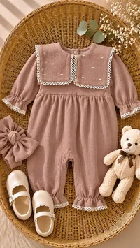 بدلة أطفال بأكمام طويلة وياقة مكشكشة (Baby Romper)