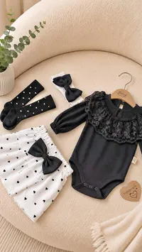 طقم ملابس أطفال قطعة واحدة مع بنطلون وجوارب (Baby Classic)