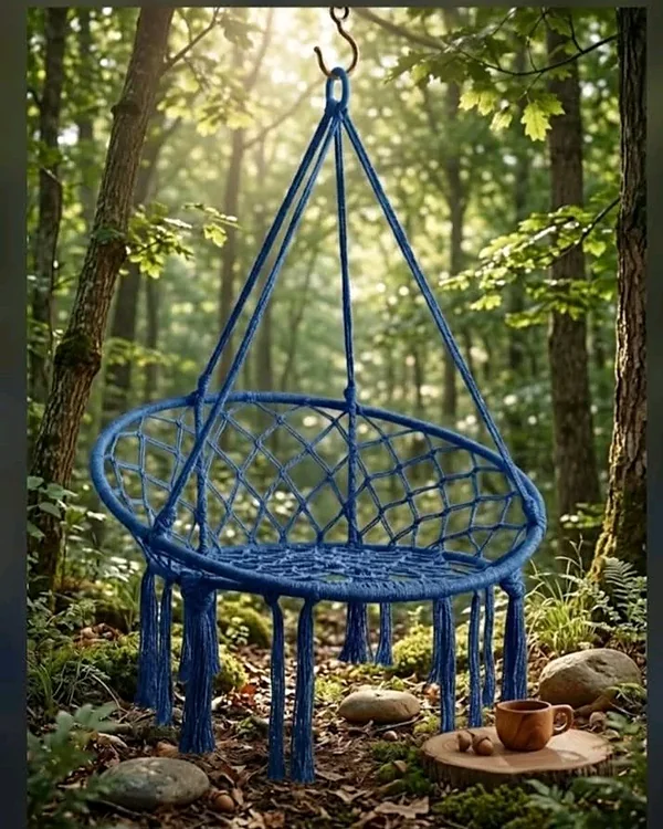 كرسي أرجوحة معلق من المكرمية (Macramé Swing Chair) - أدوات منزلية - سوق غزة