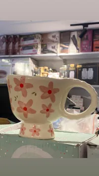كوب سيراميك بتصميم الزهور