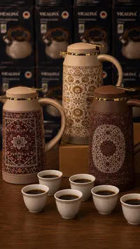 طقم دلال قهوة حرارية بنقوش تراثية - فيكالينا (Vicalina)