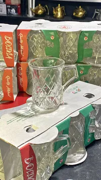 طقم كاسات شاي زجاجية بنقشة معينة - بولما (Bolma)