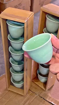 طقم فناجين قهوة سيراميك أخضر