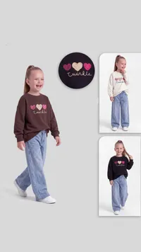 بلوزة أطفال بطبعة قلوب - Twinkle