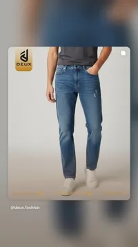 جينز أزرق كلاسيكي برقعات