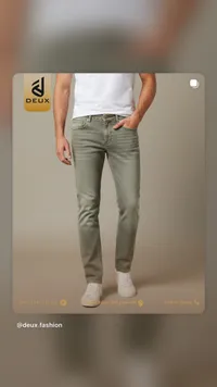 جينز رجالي بلون أخضر فاتح