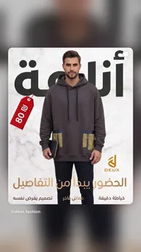 هودي رجالي بجيوب جانبية - ديو (Deux) - سوق غزة