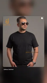 تيشيرت رجالي أسود سادة - ديو (Deux)