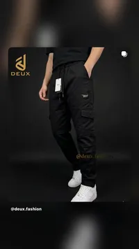 بنطال كارجو رجالي أسود - ديو (Deux)