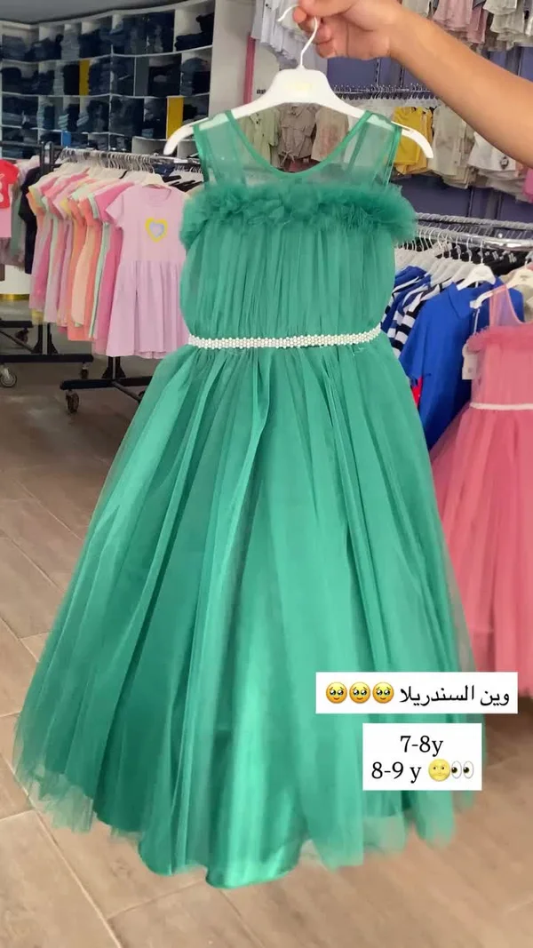 فستان سهرة بناتي بتصميم سندريلا - خدمات - سوق غزة