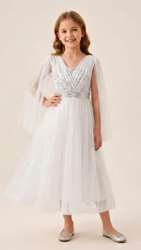 فستان سهرة بناتي مزين بالترتر (Flower Girl Dress)