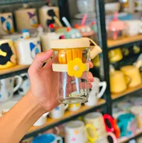 كوب زجاجي بنقشة زهرة (Flower Cup)