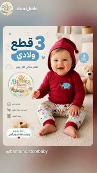 طقم ملابس أطفال 3 قطع - بامبينو ستور (Bambino Store)