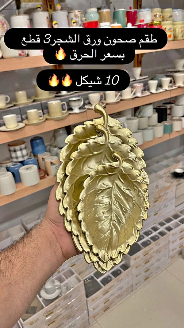 طقم صحون ورق الشجر 3 قطع - أدوات منزلية - سوق غزة