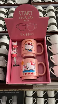 طقم أكواب قهوة هالو كيتي مع ملاعق (Hello Kitty)