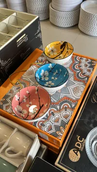 طقم زبادي سيراميك ملونة بنقوش الزهور - مجموعة إيه دي سي (A.D.C Collection)