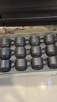 طقم أكواب قهوة سيراميك أسود - 12 قطعة