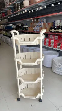 عربة تنظيم بلاستيكية بأربعة رفوف