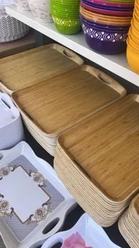 صينية تقديم خشبية مستطيلة