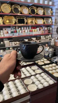 طقم فناجين قهوة سيراميك أسود