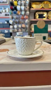 طقم فنجان قهوة سيراميك مزخرف