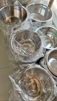 طقم مصفاة ووعاء ستانلس ستيل للمطبخ