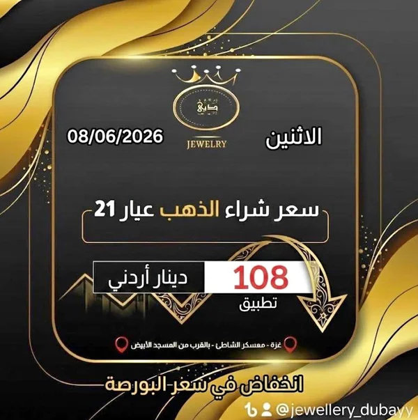 سعر شراء الذهب عيار 21 - مجوهرات دبي (Jewelry Dubayy) - مجوهرات - سوق غزة