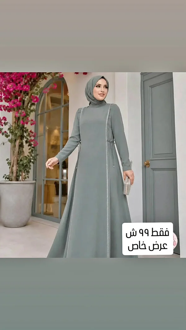 فستان نسائي طويل بتصميم أنيق - ملابس نسائية - سوق غزة