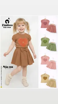 طقم ملابس بناتي بقلب بارز - زيمبو (Zimboo)