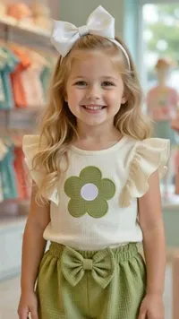 طقم بناتي بتصميم زهرة (Girl's Outfit)