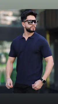 تيشيرت بولو رجالي كاجوال بياقة مفتوحة