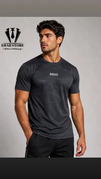 تيشيرت رجالي بنقشة مموهة - بوس (Boss)