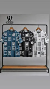 تيشيرت رجالي بطبعة مربعات - إيهاب ستور (Ehab Store)