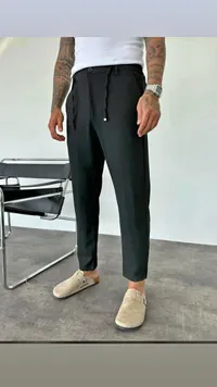 بنطلون رجالي أسود برباط (Brand)