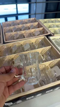 طقم كاسات شاي زجاجية - موديل مضلع
