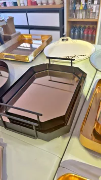 صينية تقديم معدنية بمرآة (Metal Mirror Tray)