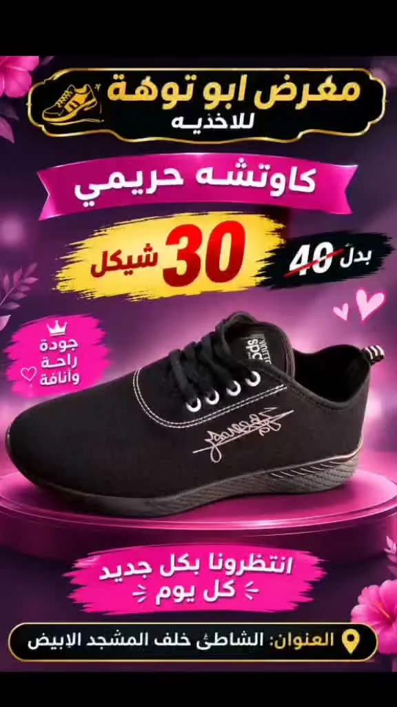 كوتشه حريمي - معرض أبو توهة للأحذية - أحذية وحقائب نسائية - سوق غزة