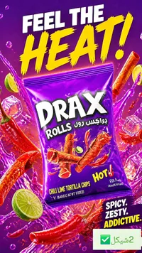 رقائق تورتيلا رولز حارة بالليمون - دواكس (Drax) - سوق غزة