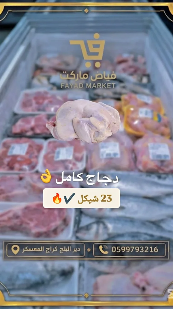 دجاج طازج كامل - فياض ماركت - مواد غذائية وبقالة - سوق غزة