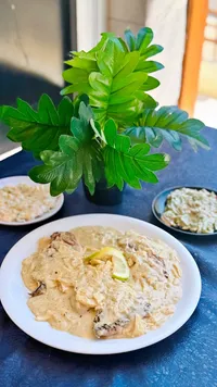 وجبة دجاج بصلصة الفطر والكريمة