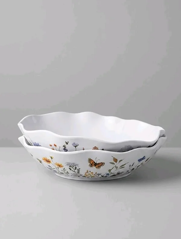 صحون تقديم عميقة بتصميم ربيعي (قطعتان) - أدوات منزلية - سوق غزة