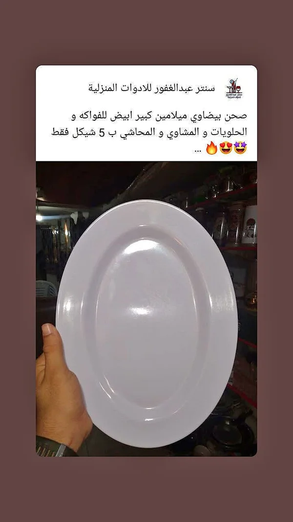 صحن بيضاوي ميلامين كبير - سنتر عبد الغفور - أدوات منزلية - سوق غزة