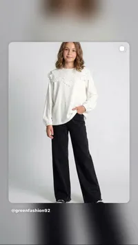 طقم بلوزة بيضاء وبنطال أسود - غرين فاشن (Green Fashion)