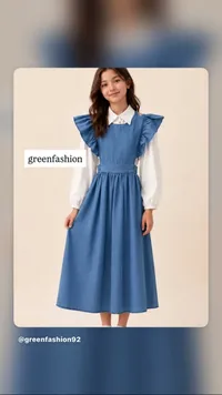 فستان جينز بياقة كلاسيكية - غرين فاشن (Green Fashion)